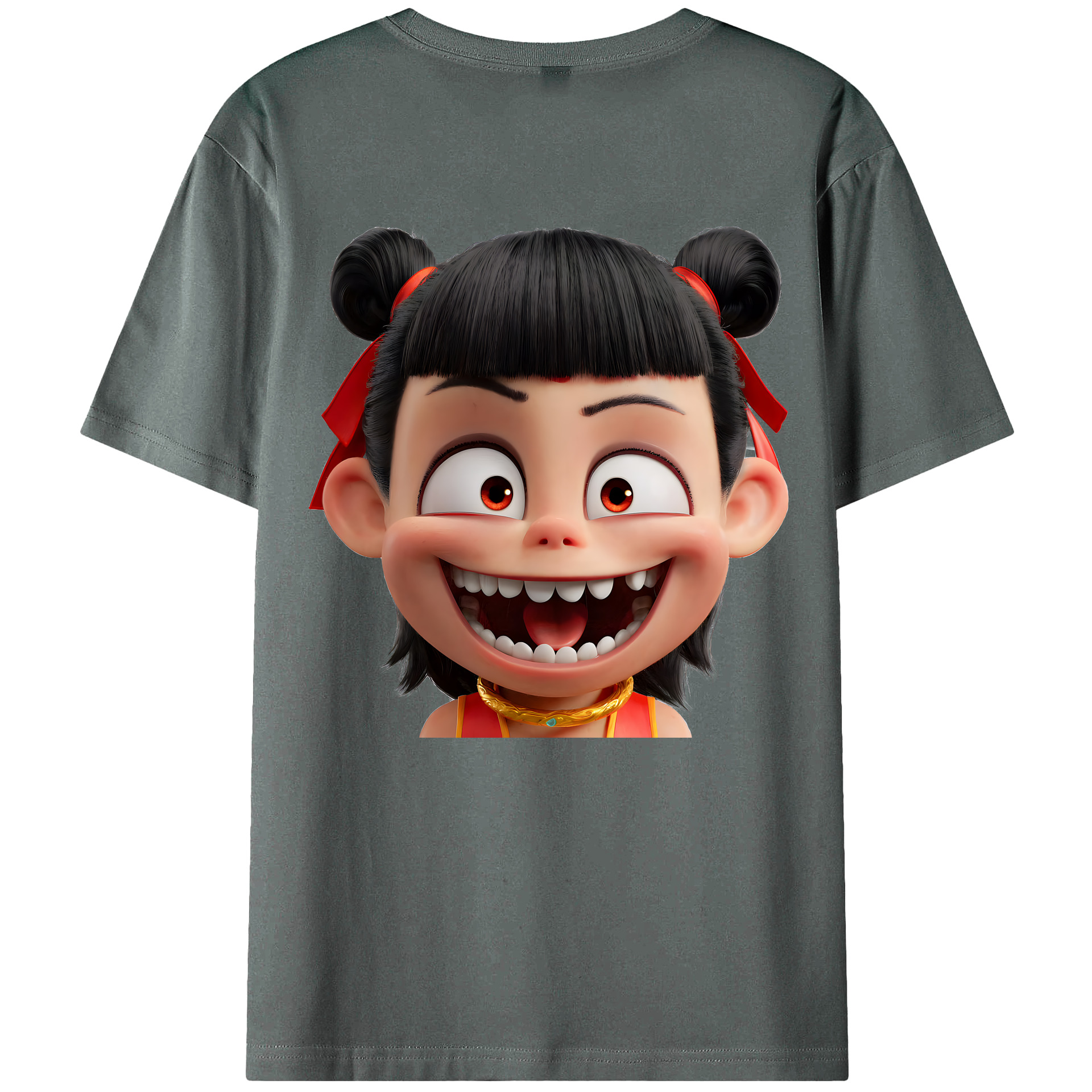 （画像用） Ne Zha 2 ナタ 魔童の大暴れ 綿100％ メンズ半袖Tシャツ（バックプリント） 通気性